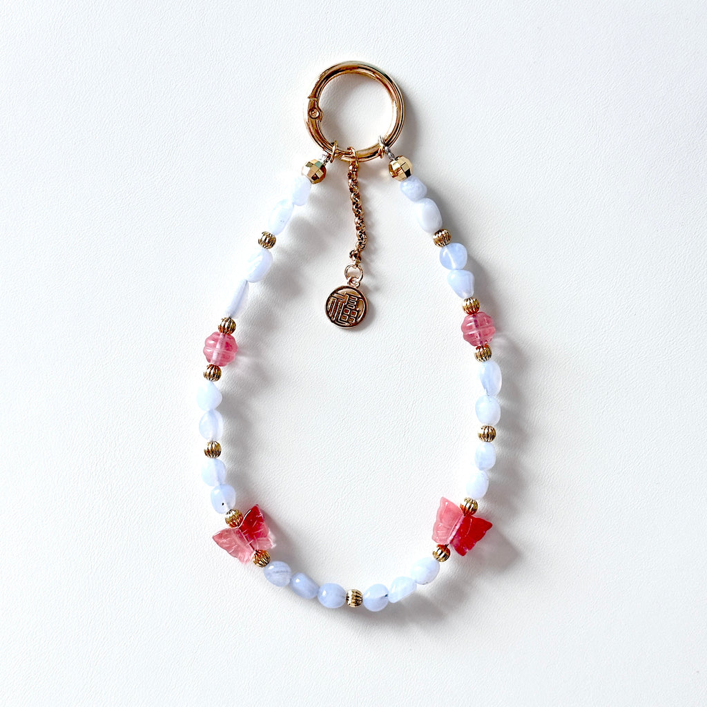 S10 [Gemstone mobile phone camera lanyard] Amethyst • Yellow glass • Pearl • Water drop shell Retro gold-plated lanyard Original design handmade