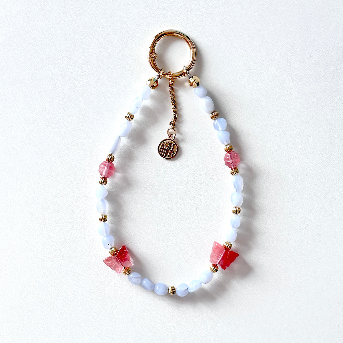 S10 [Gemstone mobile phone camera lanyard] Amethyst • Yellow glass • Pearl • Water drop shell Retro gold-plated lanyard Original design handmade