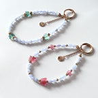 S10 [Gemstone mobile phone camera lanyard] Amethyst • Yellow glass • Pearl • Water drop shell Retro gold-plated lanyard Original design handmade