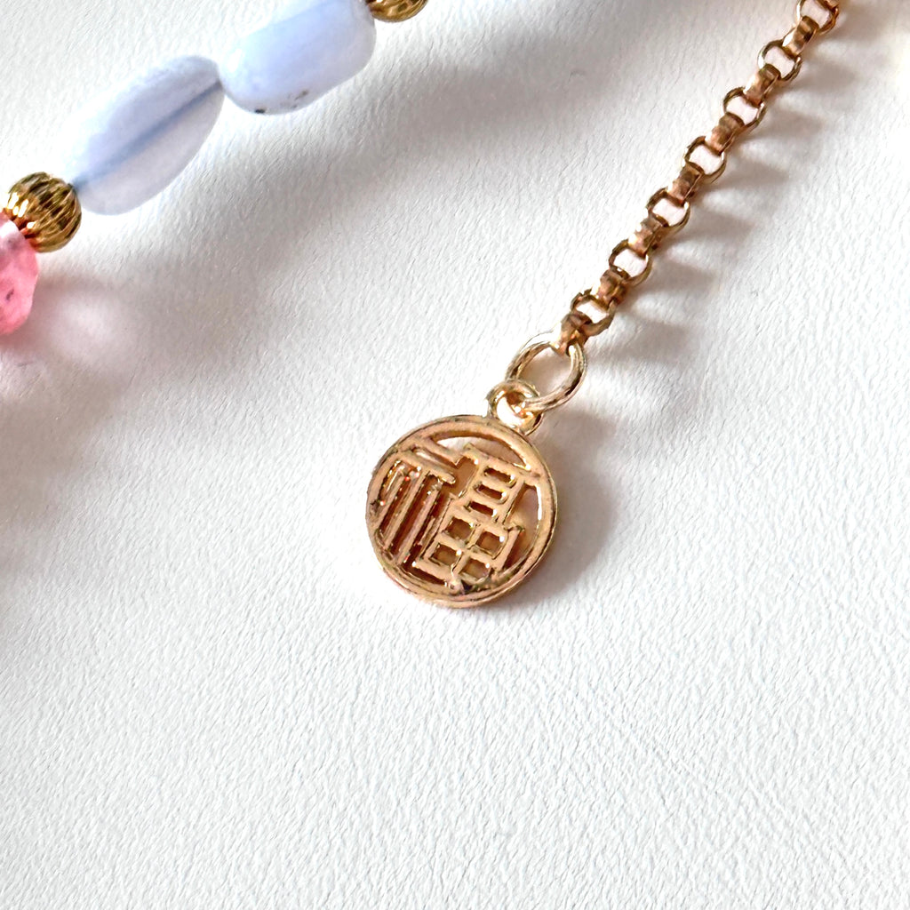 S10 [Gemstone mobile phone camera lanyard] Amethyst • Yellow glass • Pearl • Water drop shell Retro gold-plated lanyard Original design handmade