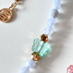 S10 [Gemstone mobile phone camera lanyard] Amethyst • Yellow glass • Pearl • Water drop shell Retro gold-plated lanyard Original design handmade