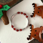 BS306【Christmas gift】Red agate silver-plated bracelet