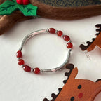BS306【Christmas gift】Red agate silver-plated bracelet