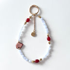 S10 [Gemstone mobile phone camera lanyard] Amethyst • Yellow glass • Pearl • Water drop shell Retro gold-plated lanyard Original design handmade