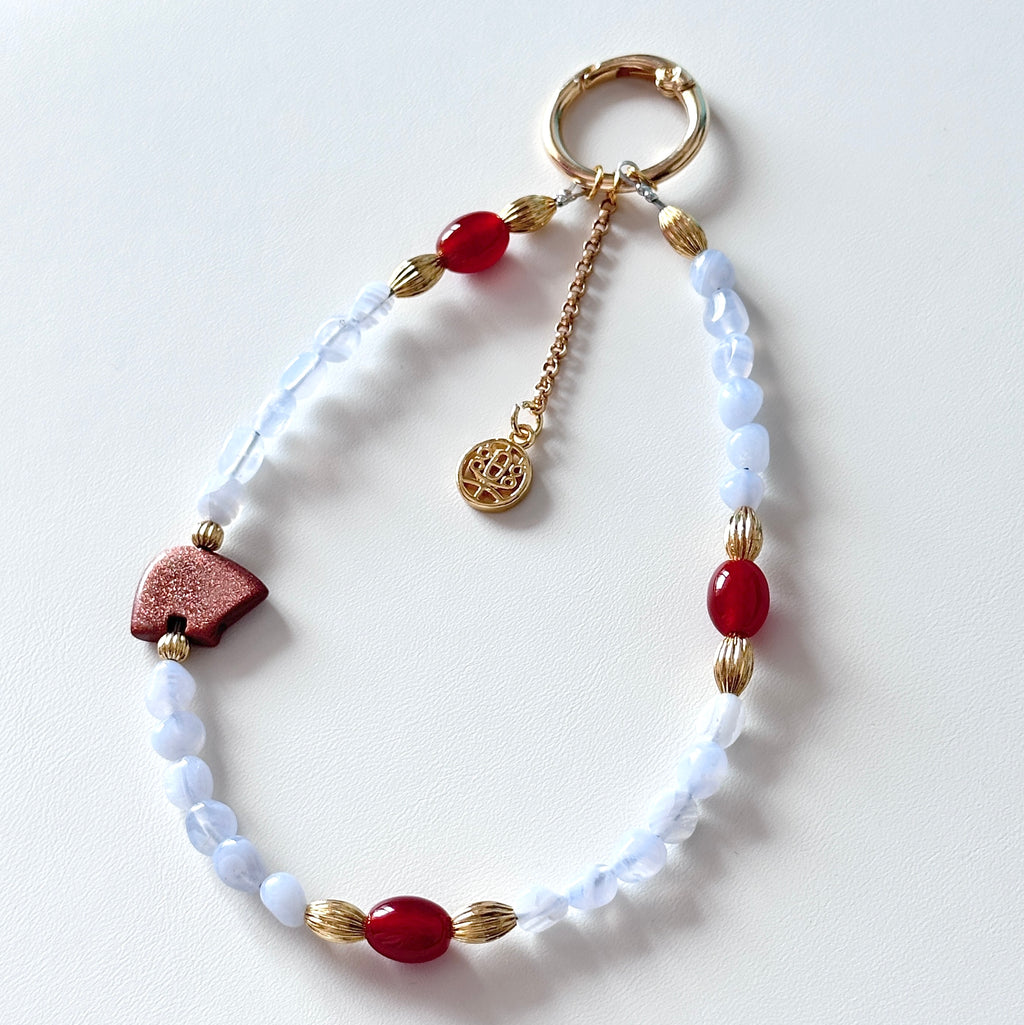 S10 [Gemstone mobile phone camera lanyard] Amethyst • Yellow glass • Pearl • Water drop shell Retro gold-plated lanyard Original design handmade