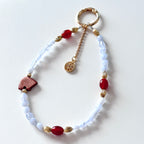 S10 [Gemstone mobile phone camera lanyard] Amethyst • Yellow glass • Pearl • Water drop shell Retro gold-plated lanyard Original design handmade