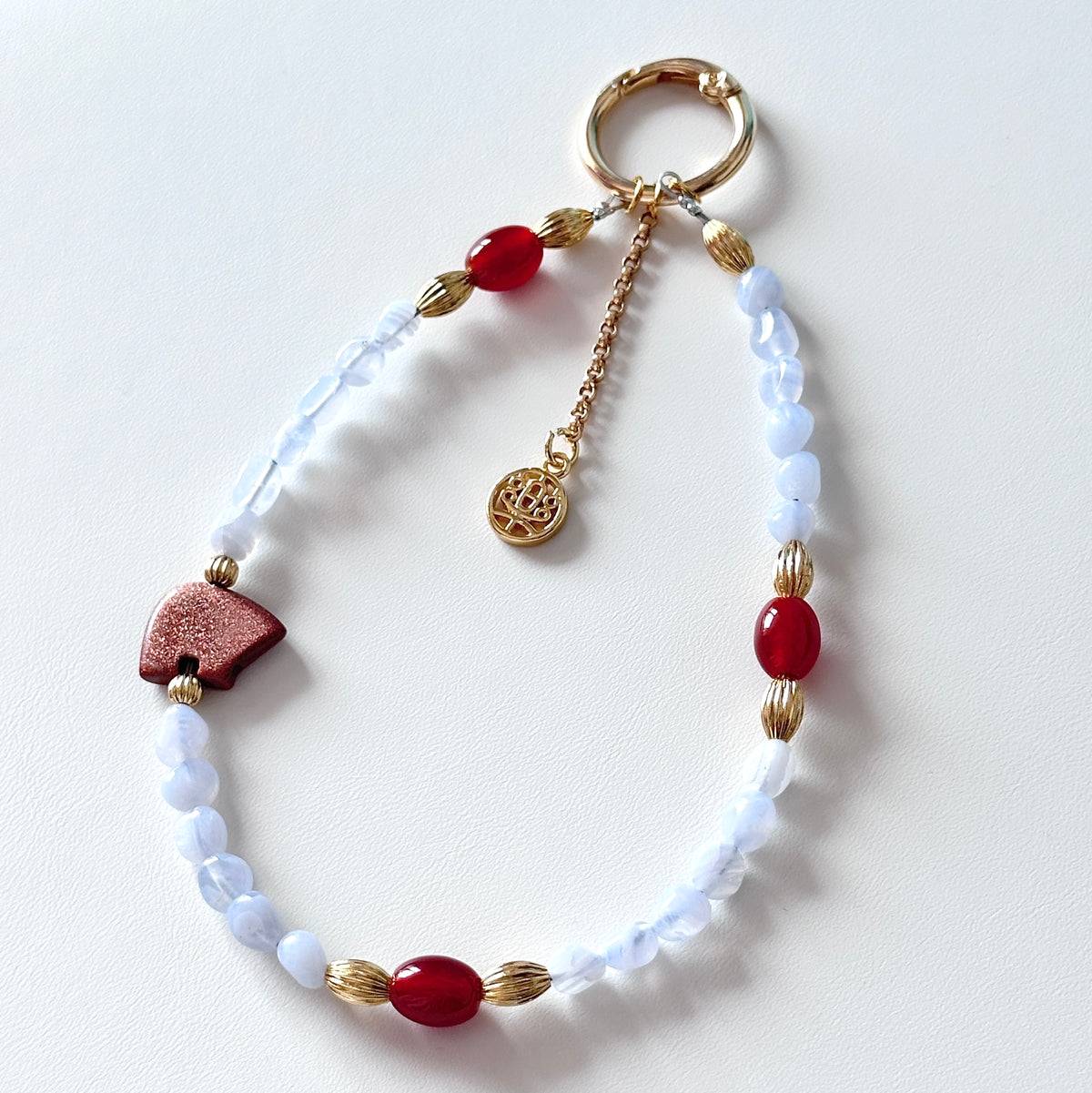 S10 [Gemstone mobile phone camera lanyard] Amethyst • Yellow glass • Pearl • Water drop shell Retro gold-plated lanyard Original design handmade