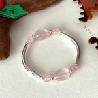BS307【Christmas gift】Pink quartz silver-plated bracelet