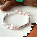 BS307【Christmas gift】Pink quartz silver-plated bracelet