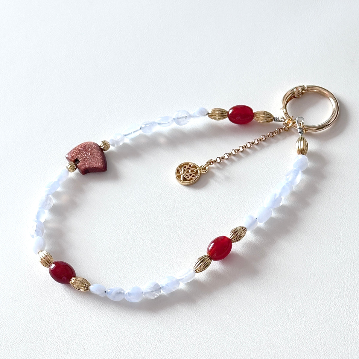 S10 [Gemstone mobile phone camera lanyard] Amethyst • Yellow glass • Pearl • Water drop shell Retro gold-plated lanyard Original design handmade