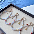 S10 [Gemstone mobile phone camera lanyard] Amethyst • Yellow glass • Pearl • Water drop shell Retro gold-plated lanyard Original design handmade