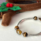 BS308【Christmas gift】Yellow tiger eye silver plated bracelet