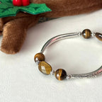 BS308【Christmas gift】Yellow tiger eye silver plated bracelet