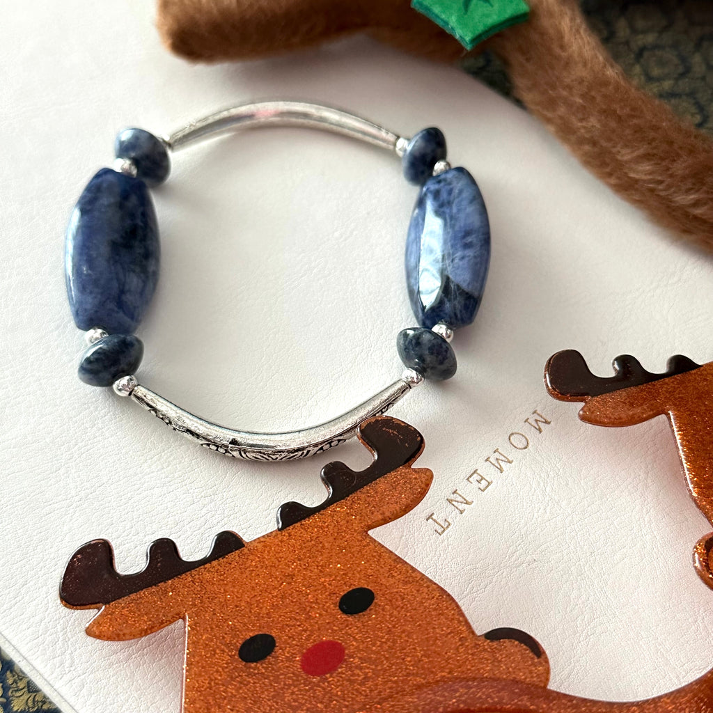 BS309【Christmas gift】Blue stone silver-plated bracelet