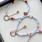 S10 [Gemstone mobile phone camera lanyard] Amethyst • Yellow glass • Pearl • Water drop shell Retro gold-plated lanyard Original design handmade