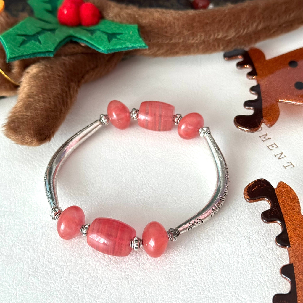 BS310【Christmas gift】Watermelon glass silver-plated bracelet