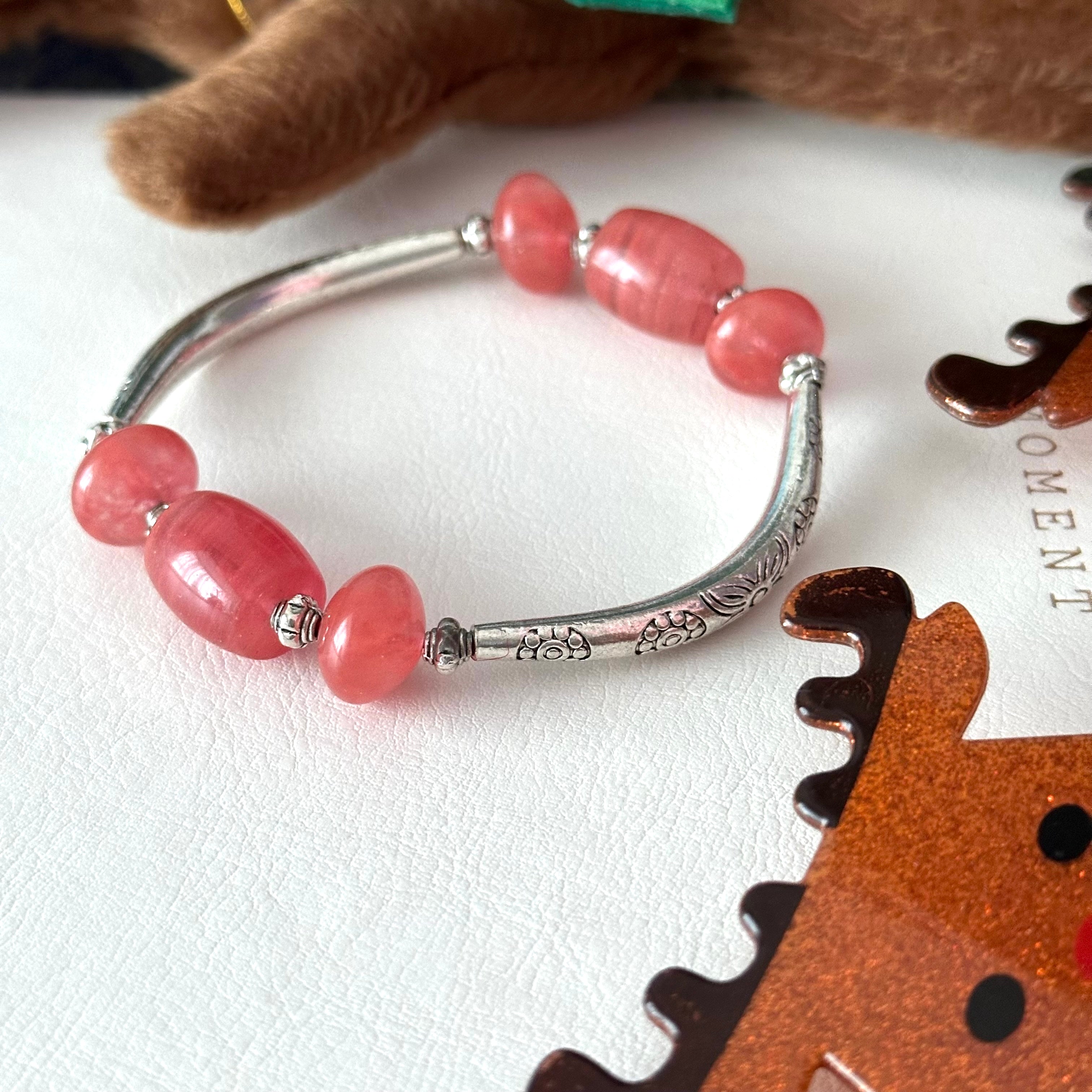 BS310【Christmas gift】Watermelon glass silver-plated bracelet