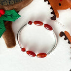 BS311【Christmas gift】Red agate silver-plated bracelet