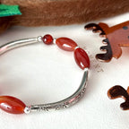 BS311【Christmas gift】Red agate silver-plated bracelet