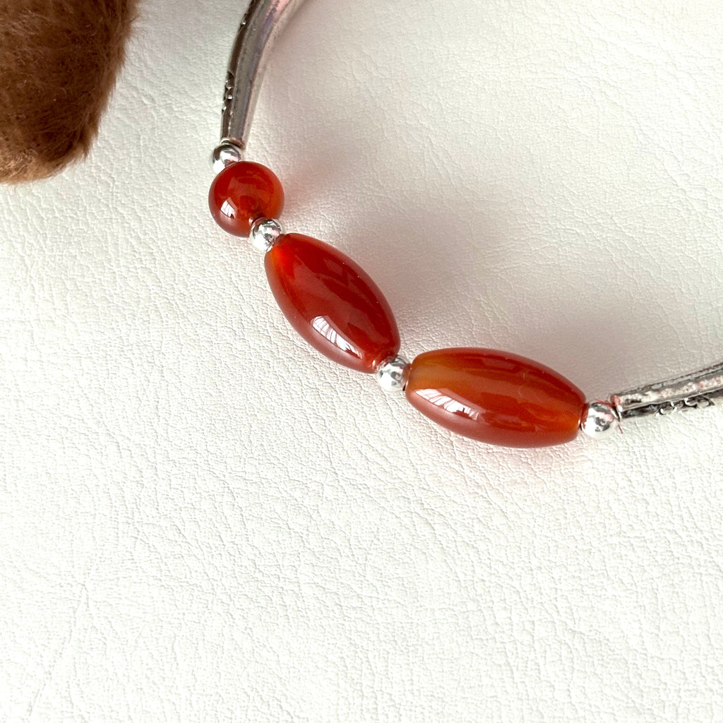 BS311【Christmas gift】Red agate silver-plated bracelet