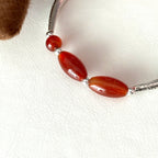 BS311【Christmas gift】Red agate silver-plated bracelet