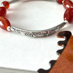 BS311【Christmas gift】Red agate silver-plated bracelet