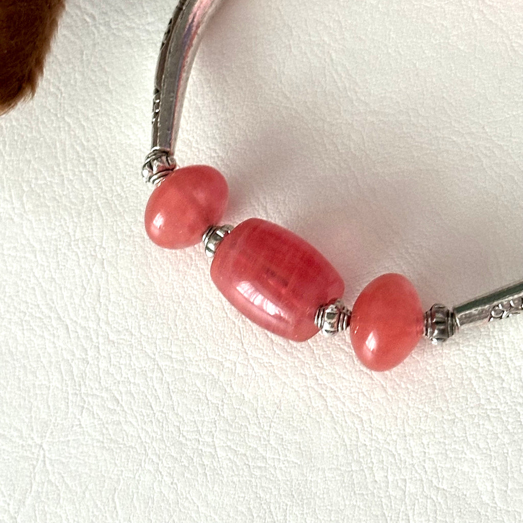 BS310【Christmas gift】Watermelon glass silver-plated bracelet