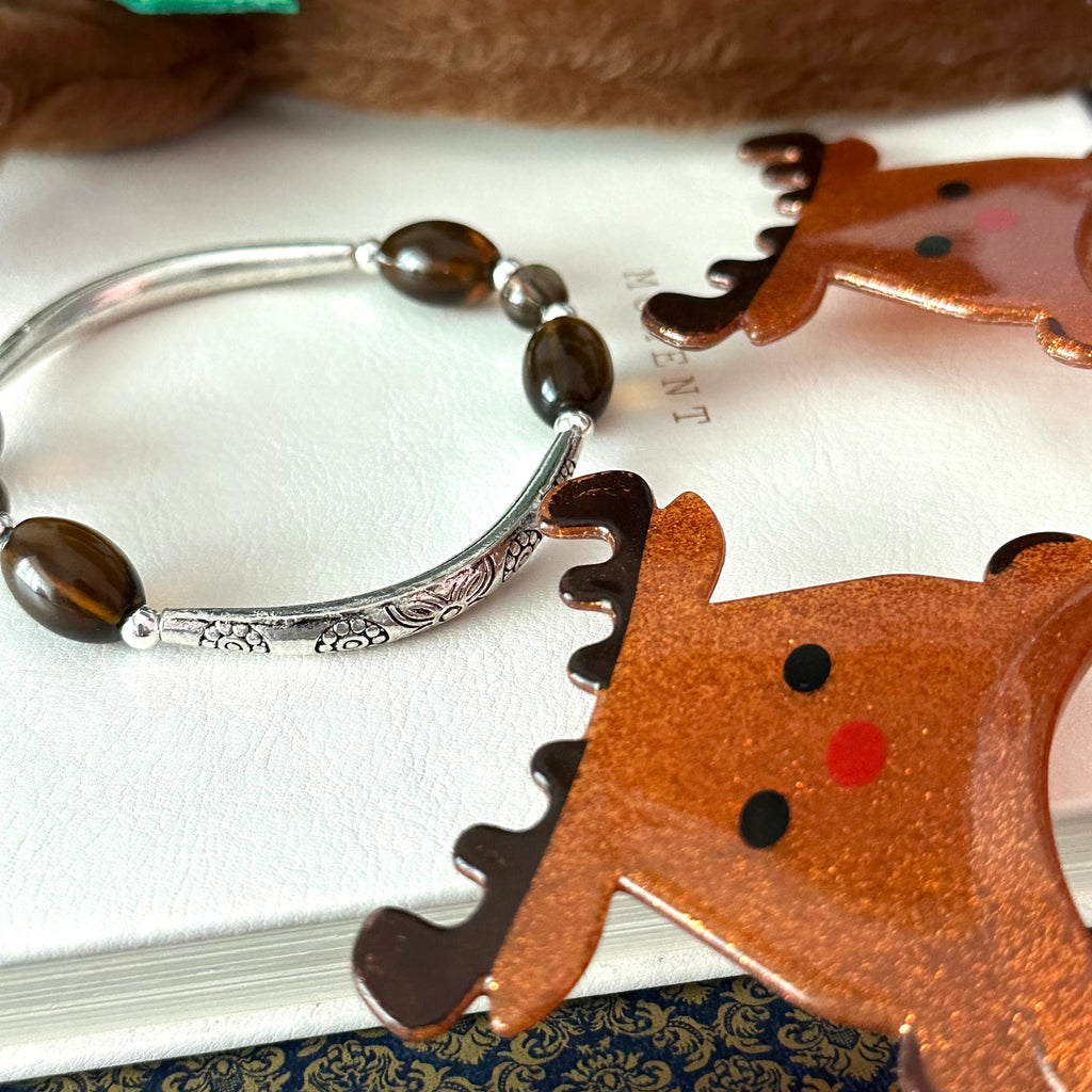 BS312 [Christmas Gift] Smoky Quartz Silver Plated Bracelet