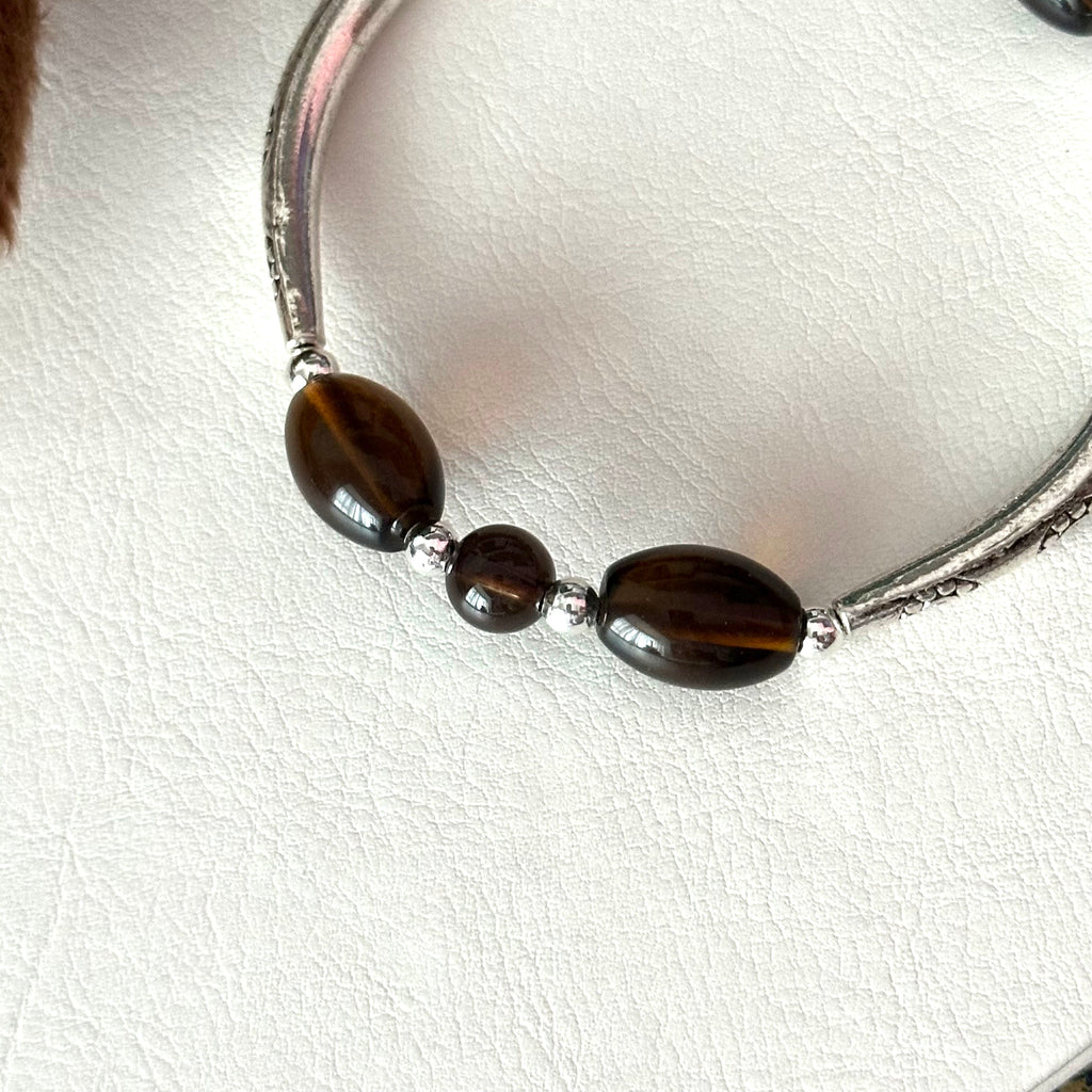BS312 [Christmas Gift] Smoky Quartz Silver Plated Bracelet