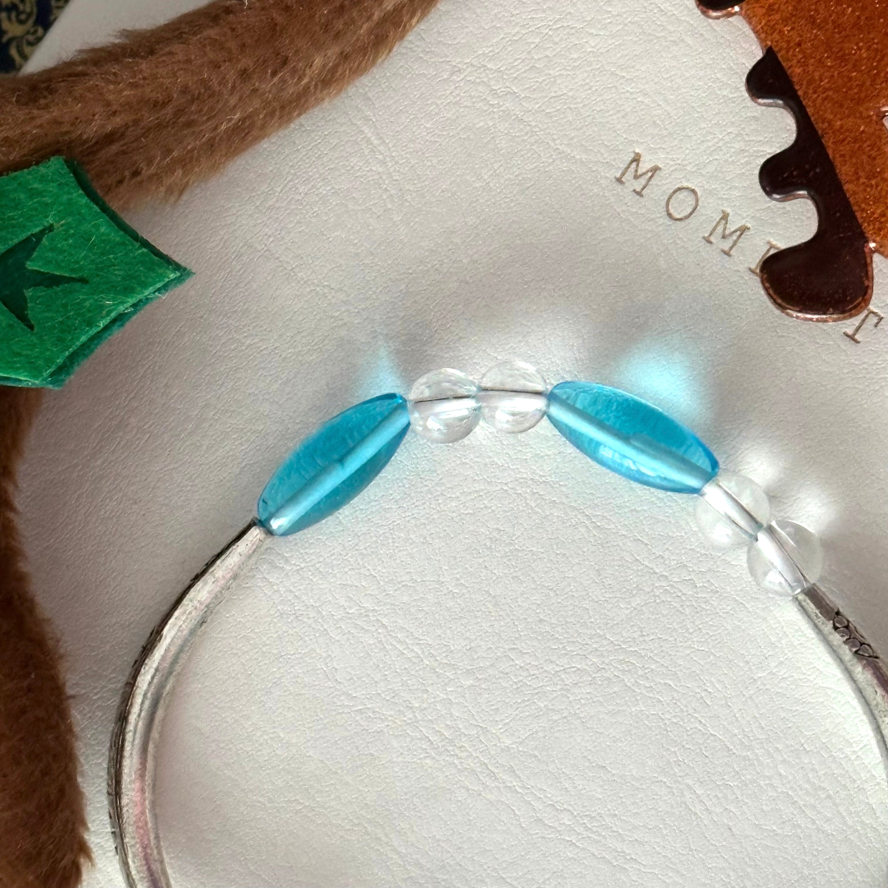 BS314【Christmas gift】Blue glass white crystal silver-plated bracelet