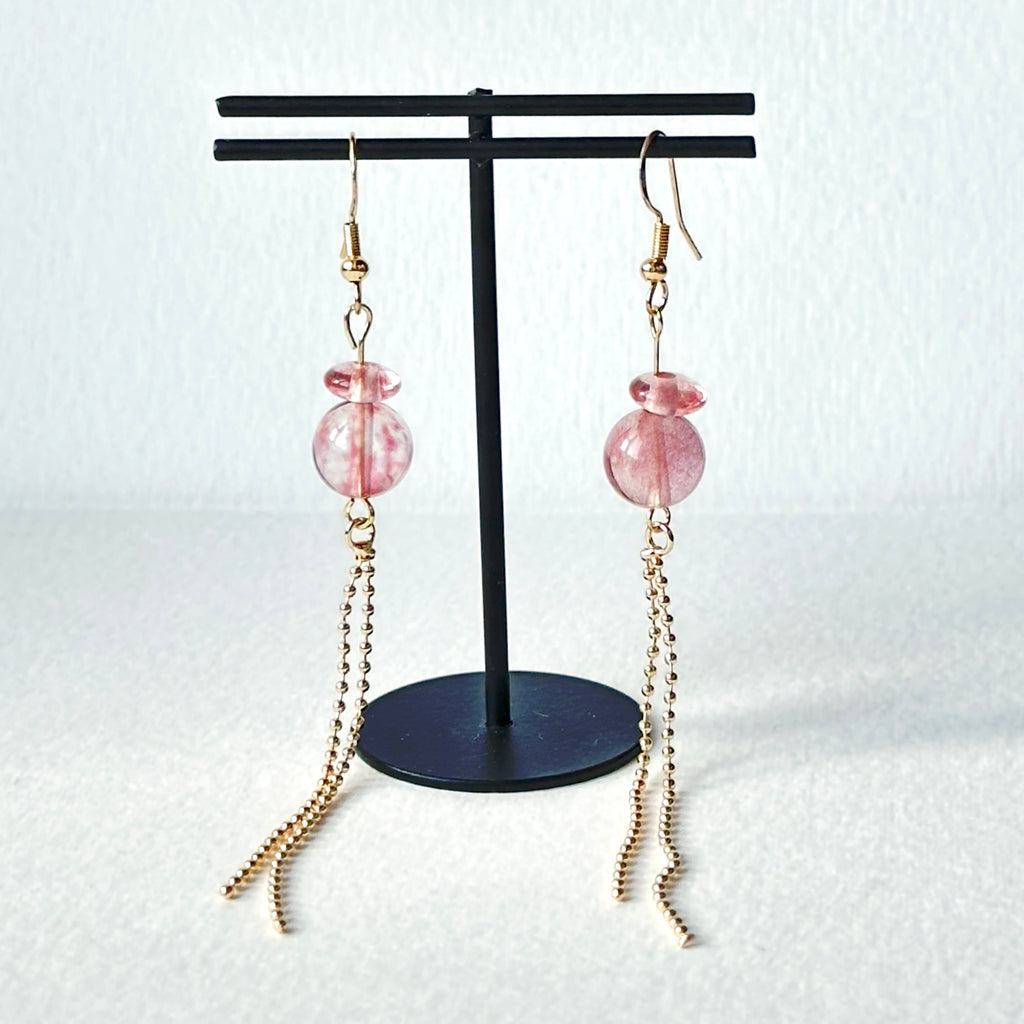 E29 [Glass meteorite] Libyan gold meteorite gold-plated earrings