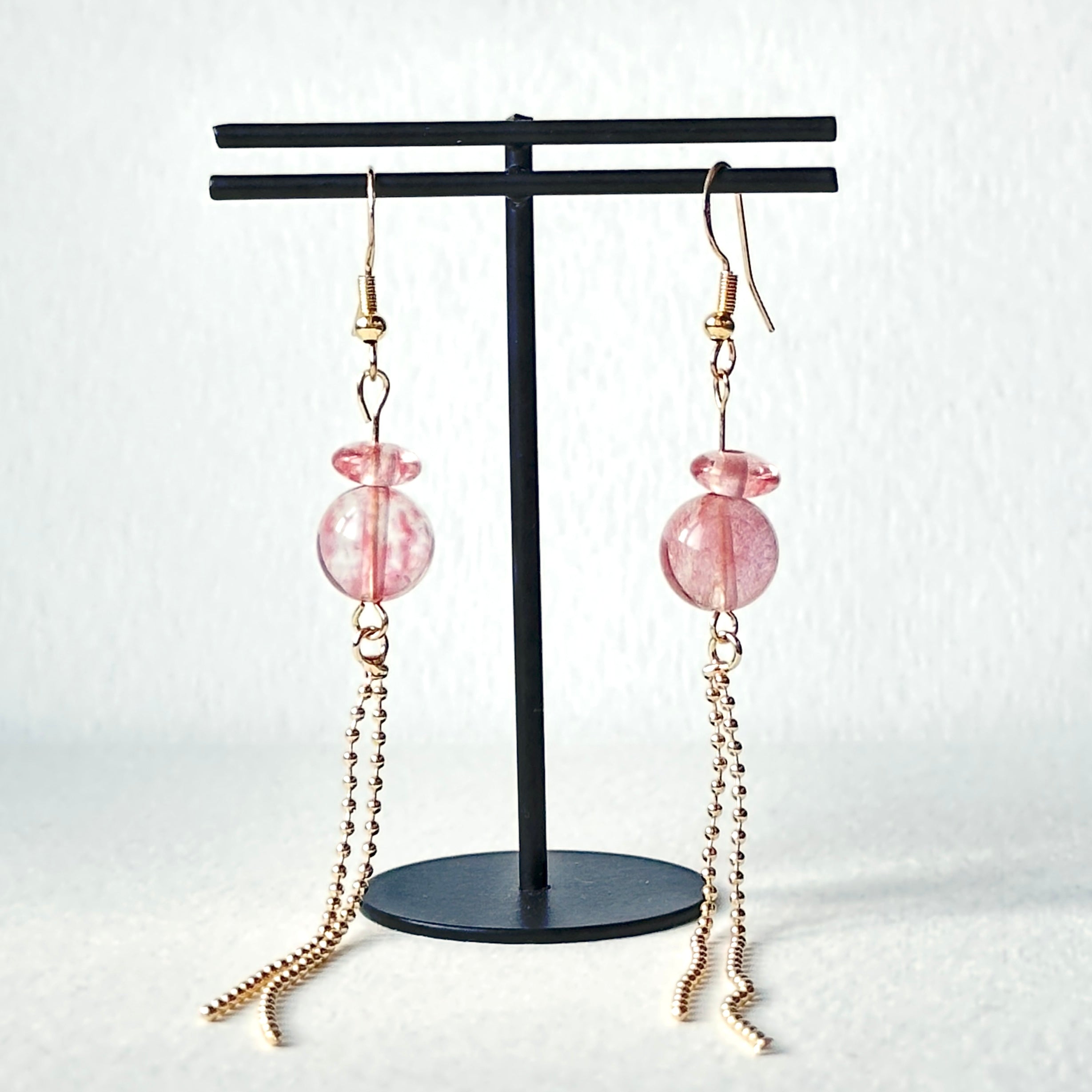 E29 [Glass meteorite] Libyan gold meteorite gold-plated earrings