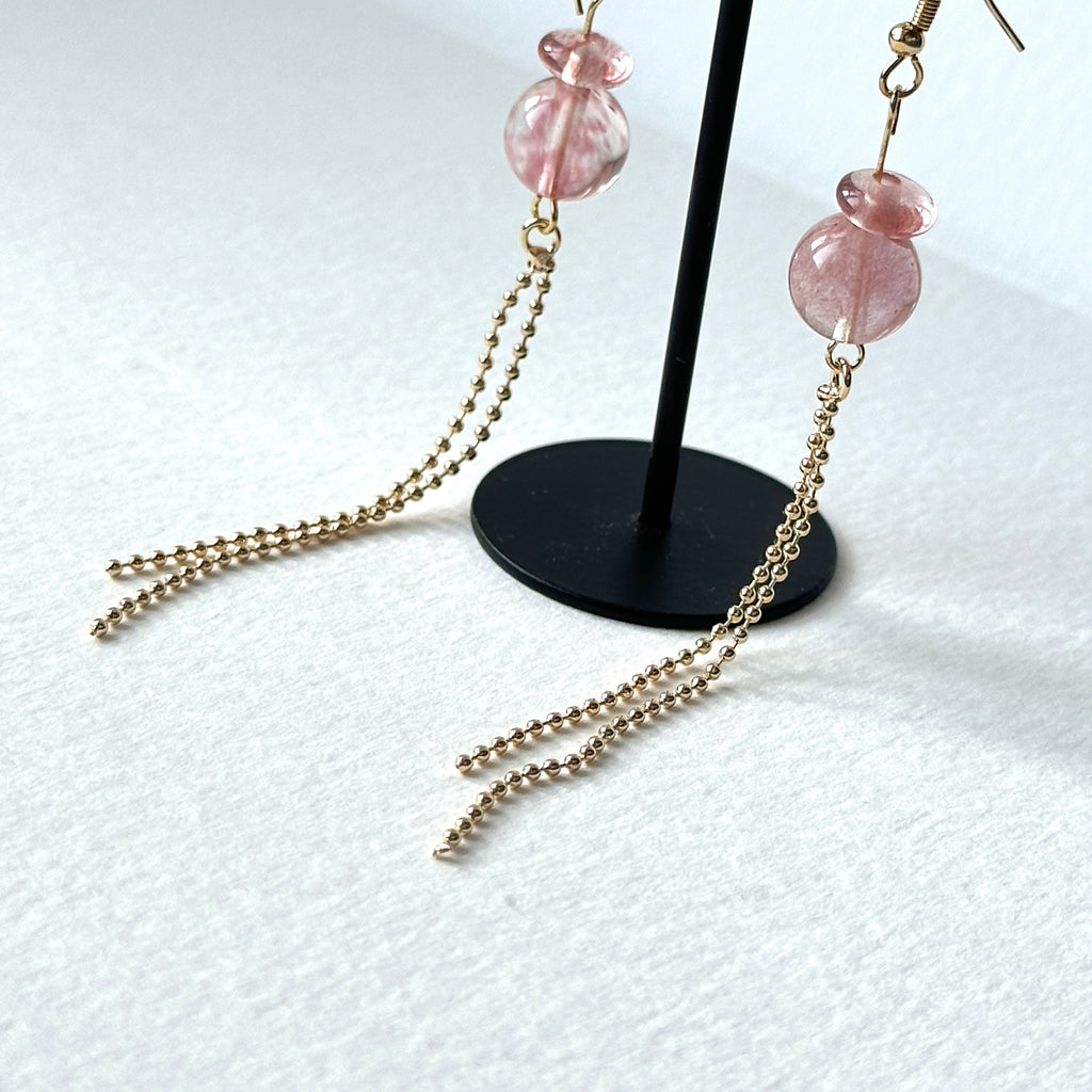 E29 [Glass meteorite] Libyan gold meteorite gold-plated earrings