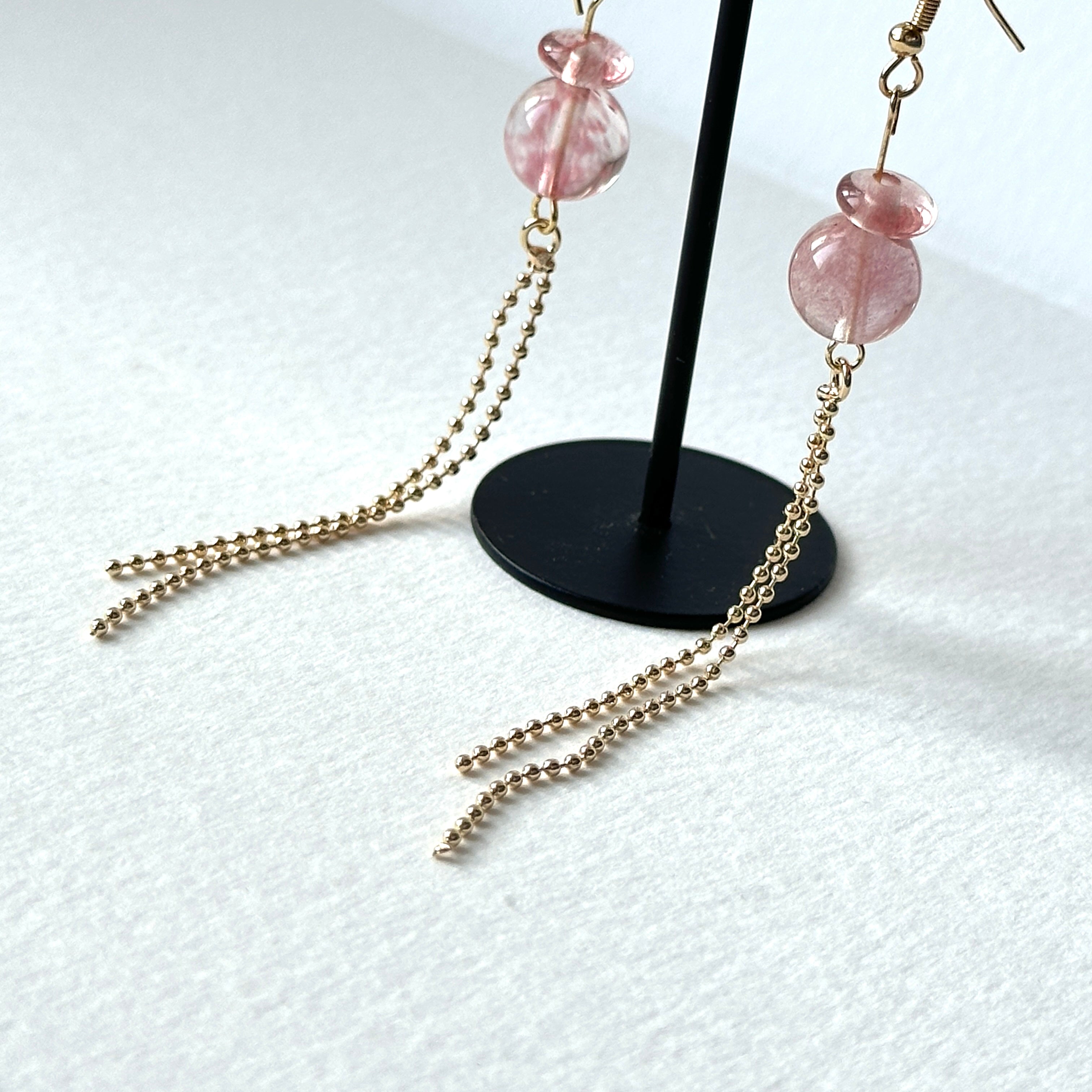 E29 [Glass meteorite] Libyan gold meteorite gold-plated earrings