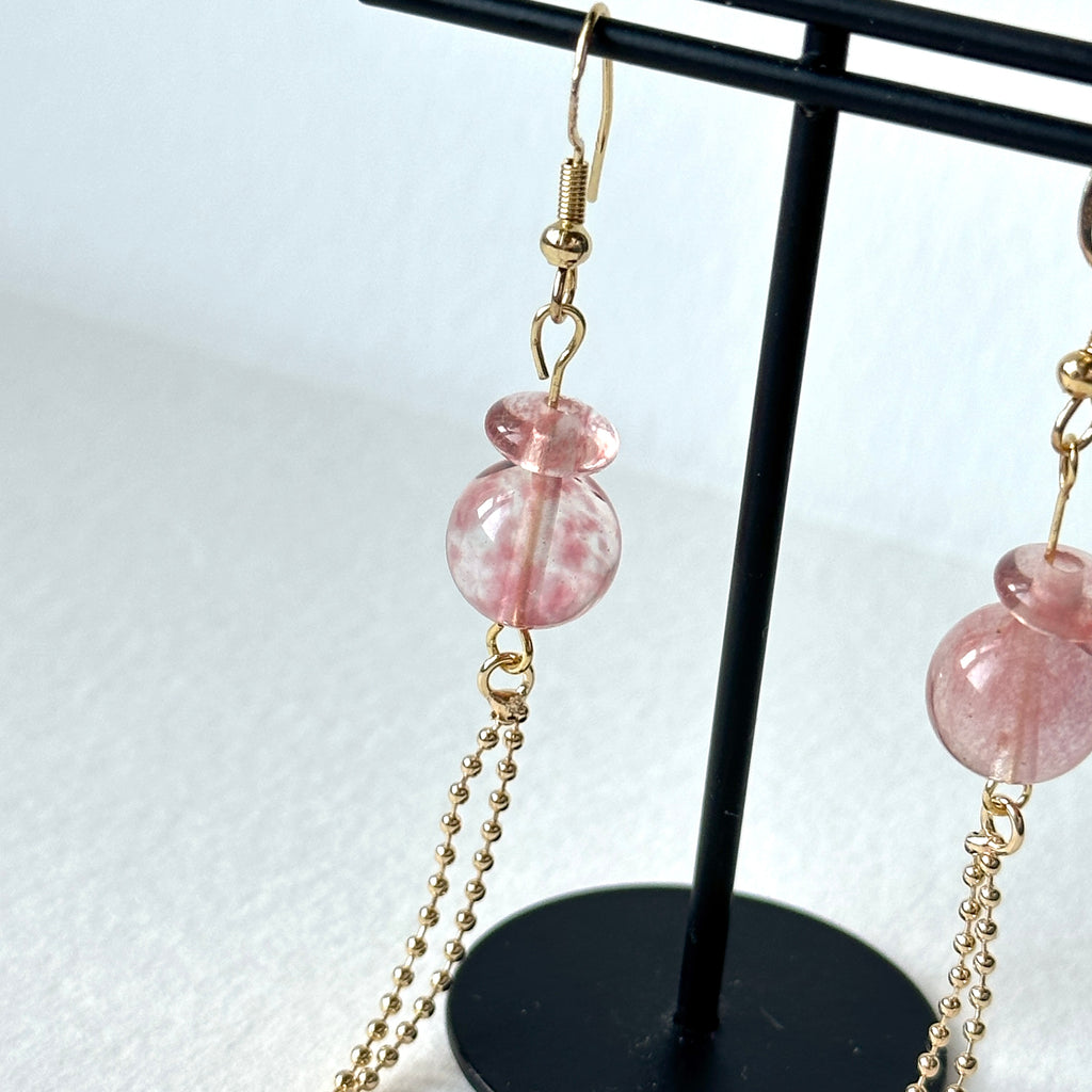 E29 [Glass meteorite] Libyan gold meteorite gold-plated earrings