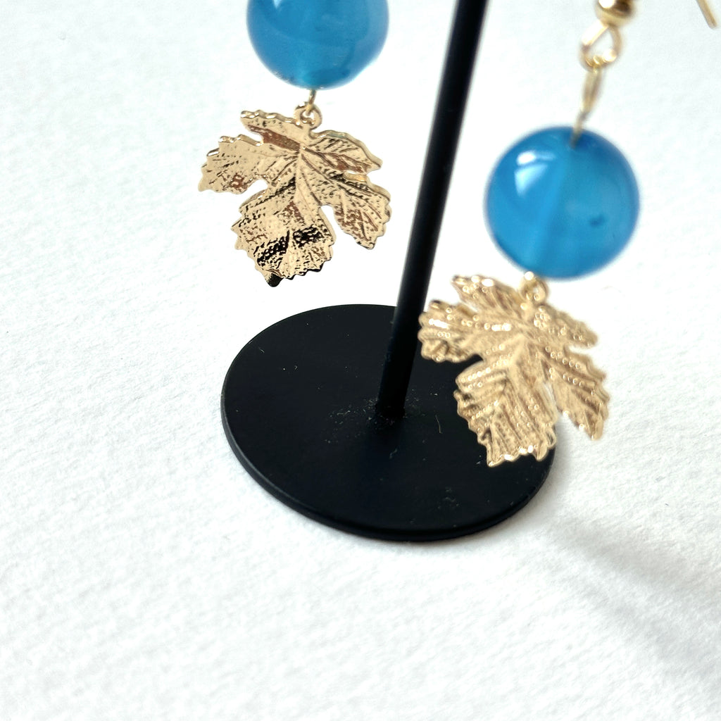 E29 [Glass meteorite] Libyan gold meteorite gold-plated earrings