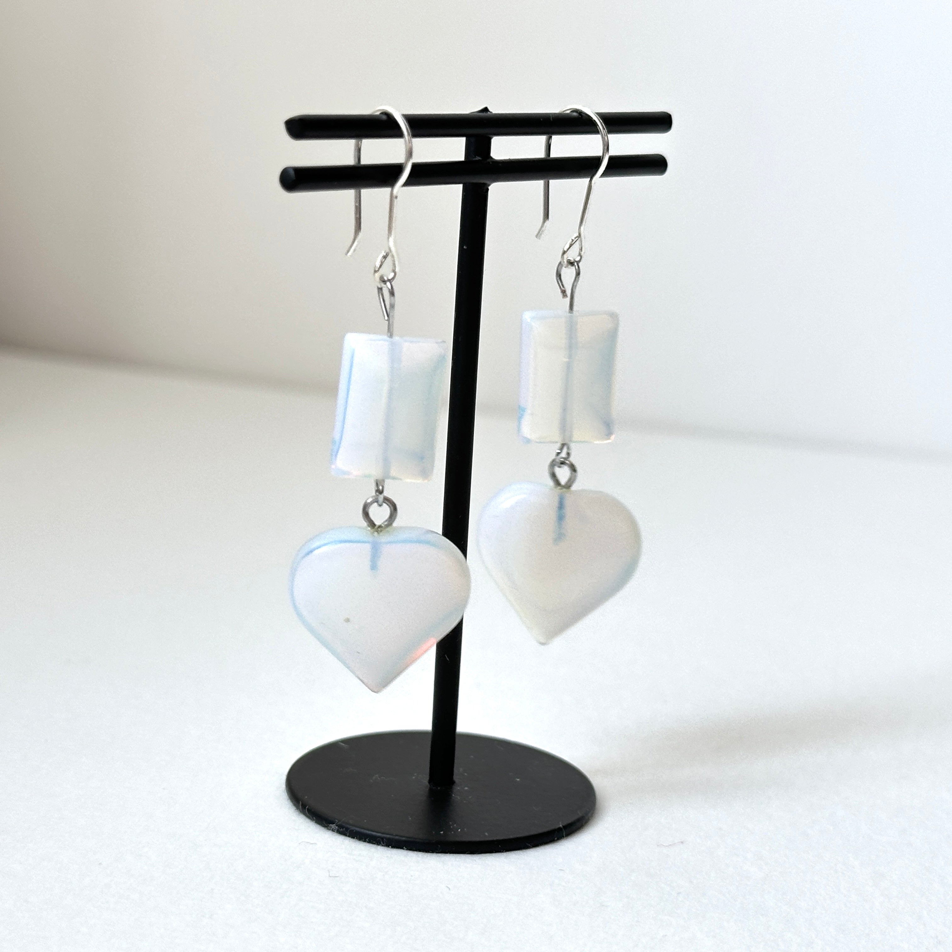 E39【天秤天蠍座|10月】蛋白石|方塊心型|耳環