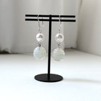 E40【天秤天蠍座|10月】蛋白石|圓球|淡水珍珠|耳環