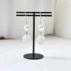 E40【天秤天蠍座|10月】蛋白石|圓球|淡水珍珠|耳環