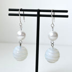 E40【天秤天蠍座|10月】蛋白石|圓球|淡水珍珠|耳環
