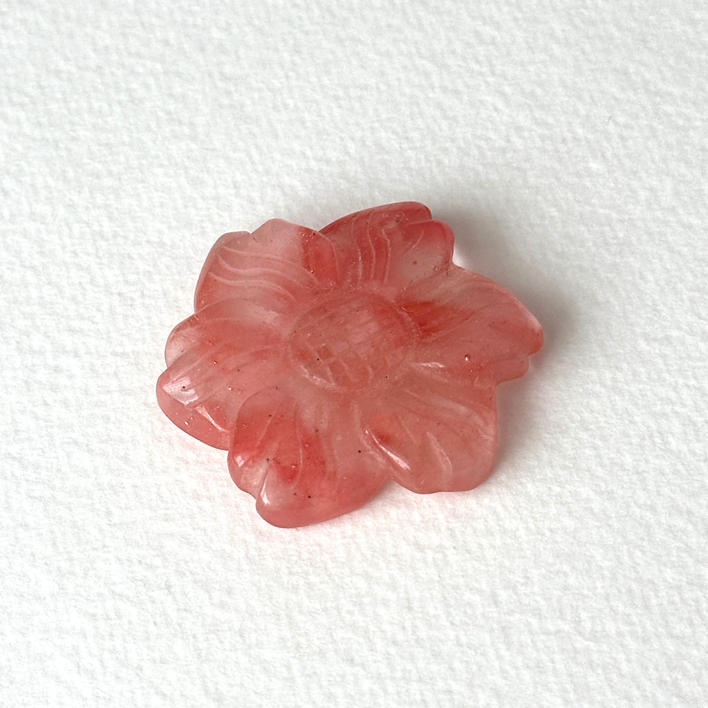 TS48【原石】白松石綠點石櫻桃晶雕花擺設