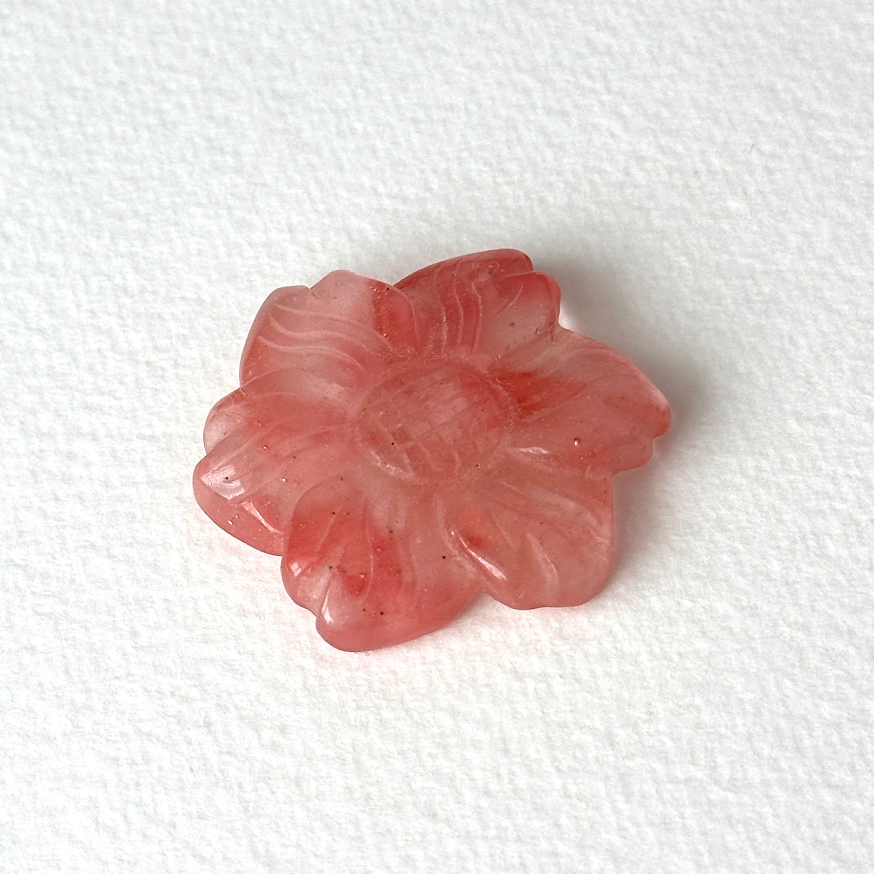 TS48【原石】白松石綠點石櫻桃晶雕花擺設