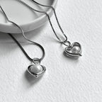 N8 Simple Silver Jewelry Solid Heart Shape Freshwater Pearl Necklace