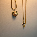N9【Simple Gold Jewelry】 Cat Ear Freshwater Pearl Necklace