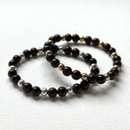 BS77 [Small round bead bracelet] Garnet gold-plated silver small round bead bracelet