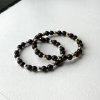 BS77 [Small round bead bracelet] Garnet gold-plated silver small round bead bracelet