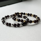 BS77 [Small round bead bracelet] Garnet gold-plated silver small round bead bracelet
