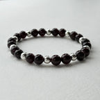 BS77 [Small round bead bracelet] Garnet gold-plated silver small round bead bracelet