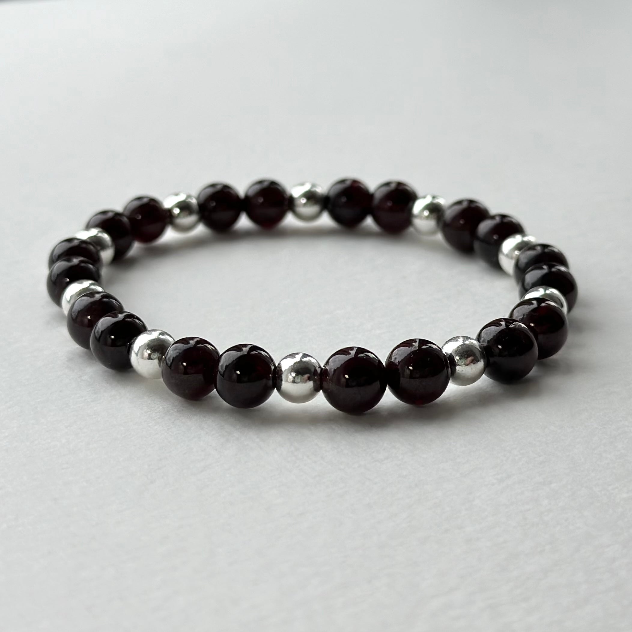 BS77 [Small round bead bracelet] Garnet gold-plated silver small round bead bracelet