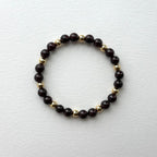 BS77 [Small round bead bracelet] Garnet gold-plated silver small round bead bracelet